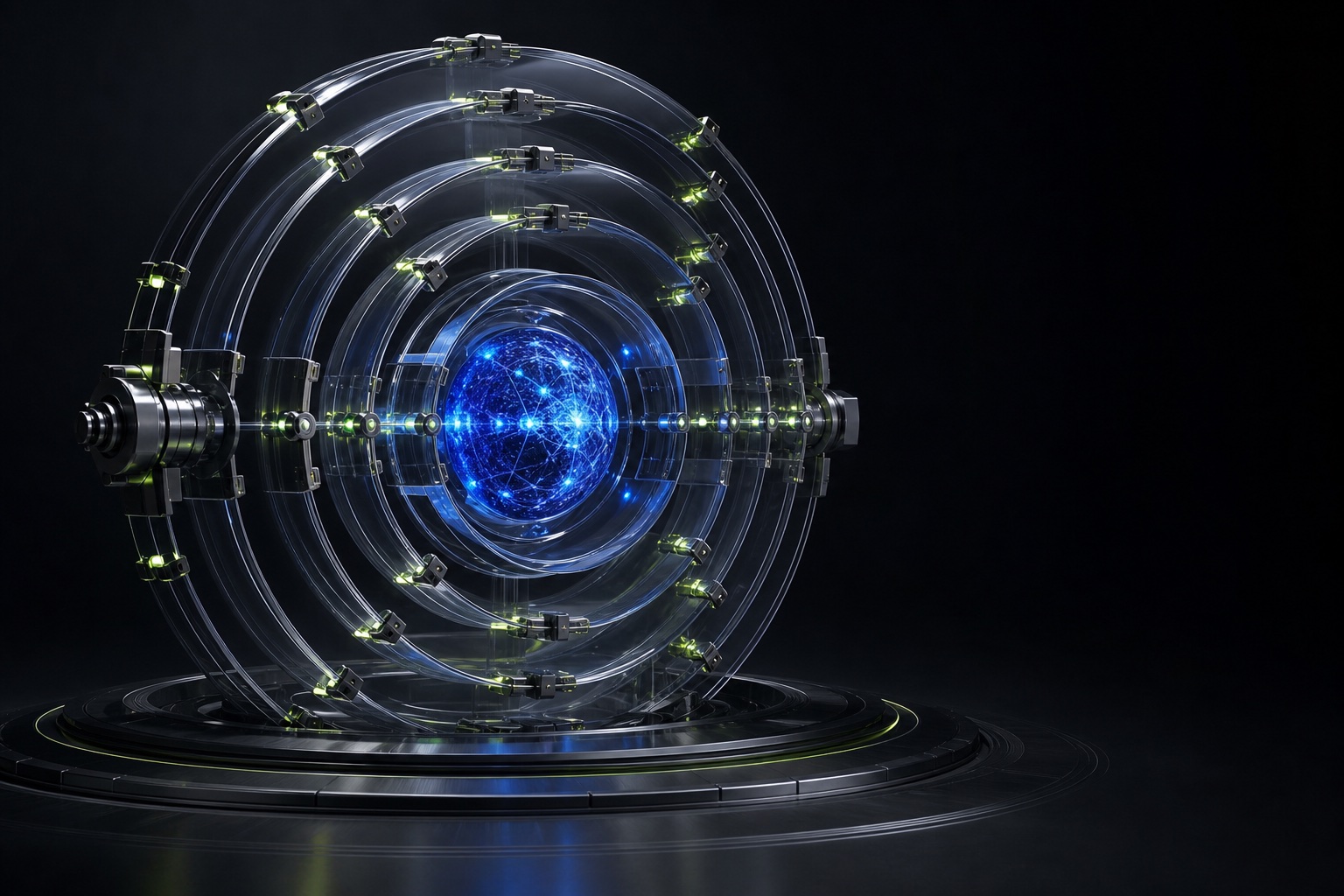 A governed intelligence core protected by evaluation and permission layers
